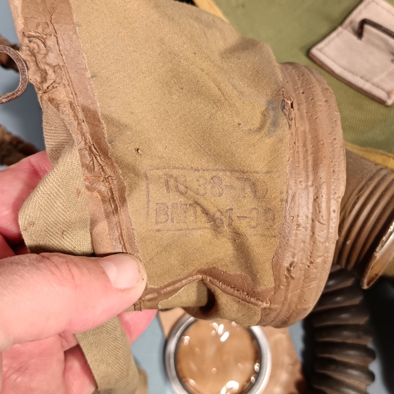 MASQUE A GAZ MILITAIRE FRANÇAIS ANP 31 CARTOUCHE MODELE MB CAMPAGNE DE FRANCE FRENCH GAZ MASK WW2